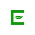 Natural Letter E Modern Alphabet Green Logo