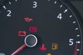 Natural light. the dashboard of the car. The engine error indicator lights up on it. Close-up Royalty Free Stock Photo