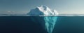 Natural light iceberg in the ocean. Clear blue sky, ample space for text. Concept of climate change, global warming, risk Royalty Free Stock Photo