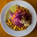 Salad plate with colorful vegetables in natural light