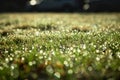 Natural spring green grass background with water dew droplets. Selective focus with background blur. Copy space Royalty Free Stock Photo