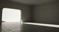 Natural light streams into an expansive concrete interior Royalty Free Stock Photo