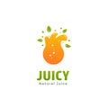 Natural lime fruit fresh juice logo with splash liquid orange icon illustration for juice bar or pressed juice business Royalty Free Stock Photo