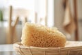 Natural loofah sponge object at table. Generate Ai
