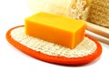 Natural Luffa sponge with orange soap