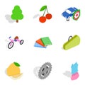 Natural maintenance icons set, isometric style Royalty Free Stock Photo