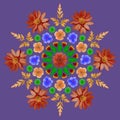 Natural mandala from dried pressed flowers, petals and leaves. Royalty Free Stock Photo