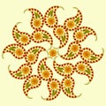 Natural mandala from dried pressed flowers, petals, leaves. Paisley ornament Royalty Free Stock Photo