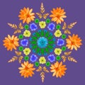 Natural mandala from dried pressed flowers, petals and leaves. Royalty Free Stock Photo