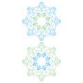 Natural Mandala Sketch Blue Green isolated on White