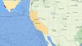 Natural map of California state with localisation Royalty Free Stock Photo