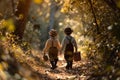 Natural Materials Depiction of Childrens Woodland Walk, Generative AI