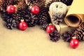 Natural materials for handcrafted Christmas decoration (paper, p