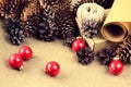 Natural materials for handcrafted Christmas decoration (paper, p