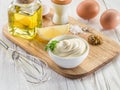 Natural mayonnaise ingredients and the sauce itself