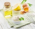 Natural mayonnaise ingredients and the sauce itself