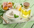 Natural mayonnaise ingredients and the sauce itself