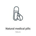 Natural medical pills outline vector icon. Thin line black natural medical pills icon, flat vector simple element illustration