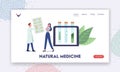 Natural Medicine Landing Page Template. Specialist Giving Herbal Remedy to Patient. Male Doctor Character Prepare Drugs