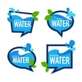 Natural mineral water, vector emblems