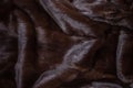 Natural mink fur brown. Texture, background. Natural brown mink coat close up, short nap Royalty Free Stock Photo