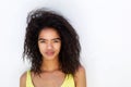 Natural mixed race woman with curly hair