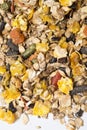 Natural muesli background with fruites. for horse.