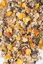 Natural muesli background with fruites. for horse.