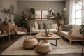 natural, muted color palette with touches of greenery and brass accents