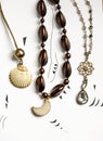 Natural necklace collection on white background