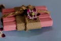 Natural neem handmade soap bars with flowers,spa organic soap,eco-friendly products Royalty Free Stock Photo