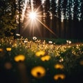 A variety of landscapes: field of flowers. Photo style