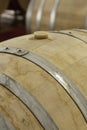 Natural oak wine barrel close-up iron hoop extract port temple wine-making Royalty Free Stock Photo