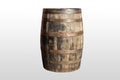 Natural Oak Wooden Barrel Old Aged Weathered isolated on white background for pirate ship scene decoration object Royalty Free Stock Photo