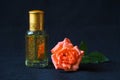 Natural oil for relaxation and bliss with rose. Traditional Arabic oud incense.