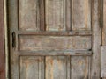 Natural old wood or timber door frame pattern surface texture. Close-up of architecture material for exterior design background Royalty Free Stock Photo