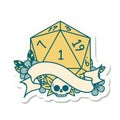 natural one d20 dice roll sticker Royalty Free Stock Photo