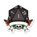 natural one d20 dice roll sticker Royalty Free Stock Photo
