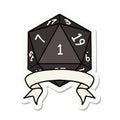 natural one d20 dice roll sticker Royalty Free Stock Photo