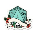 natural one d20 dice roll sticker Royalty Free Stock Photo