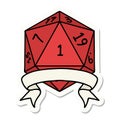natural one d20 dice roll sticker Royalty Free Stock Photo