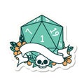 natural one d20 dice roll sticker Royalty Free Stock Photo