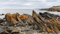 The natural orange rock formations along the coastline in Penneshaw Kangaroo Island South Australia on May 12th 2021