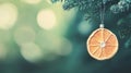 Natural Orange Slice Christmas Ornament on Festive Tree Royalty Free Stock Photo