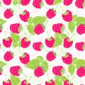 Natural organic berries seamless pattern with raspberries