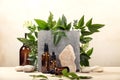 Natural organic cosmetic packaging, luxury beauty products, eco friendly cosmetics front view.