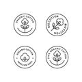 Natural Organic Cotton Liner labels and badges - Vector Round Icon - Sticker - Logo - Stamped - Tag Cotton Flower