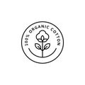 Natural Organic Cotton Liner labels and badges - Vector Round Icon - Sticker - Logo - Stamped - Tag Cotton Flower