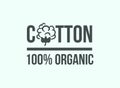 Natural organic cotton, pure cotton vector labels set. Hand drawn, typographic style icons badges, stickers, signs. Royalty Free Stock Photo