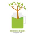 Natural organic drink logo design consists of glass jar and tree Royalty Free Stock Photo